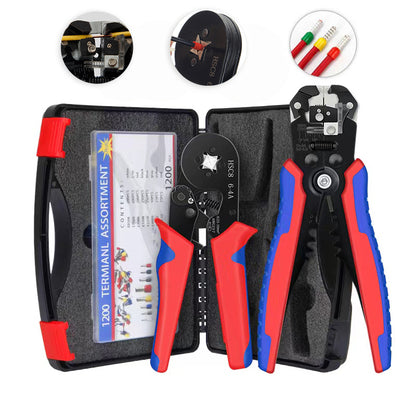 Crimping Pliers kits, HSC8 6-4 Tubular Terminals,Multifunctional Wire Strippers,1200PCS furrule terminals, Hand Tools kits case