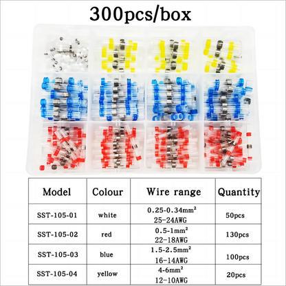 Solder Connector Set,300 Pieces Shrink Connector for Waterproof Cable Connections,Cable Connector Set, insulated wire Connector