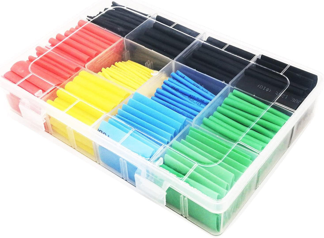 Heat Shrink Tube Set, 530 Pieces, Heat Shrink Tubing Assortment, Coloured Shrink Sleeves, 2:1 Shrink Ratio, Insulation Hose for Cables