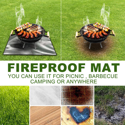 1pc Outdoor Camping Fireproof Mat; Silver Barbecue Stove Mat; High Temperature Resistant Fiberglass Protective Picnic Mat; For Grass Cement Wooden Board Tiles