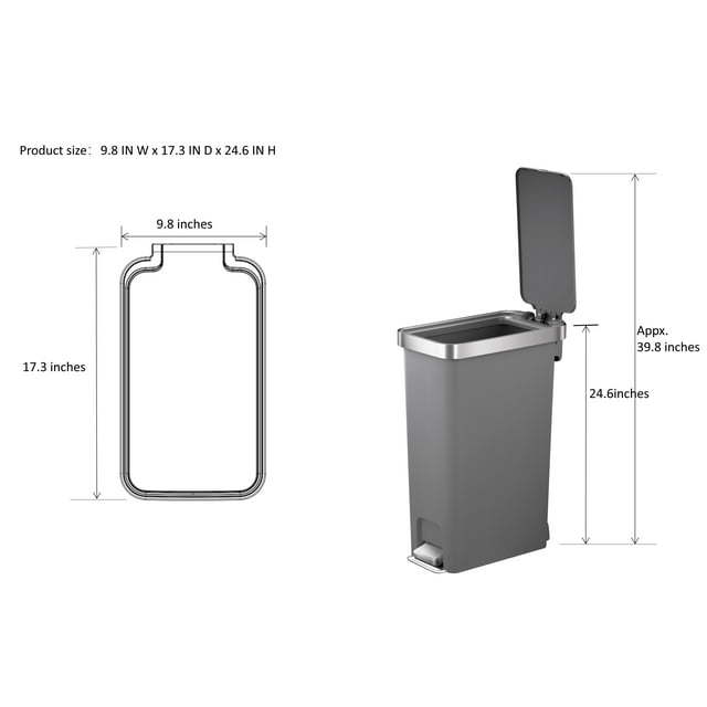 10.5G SLIM TRASH CAN- BLACK