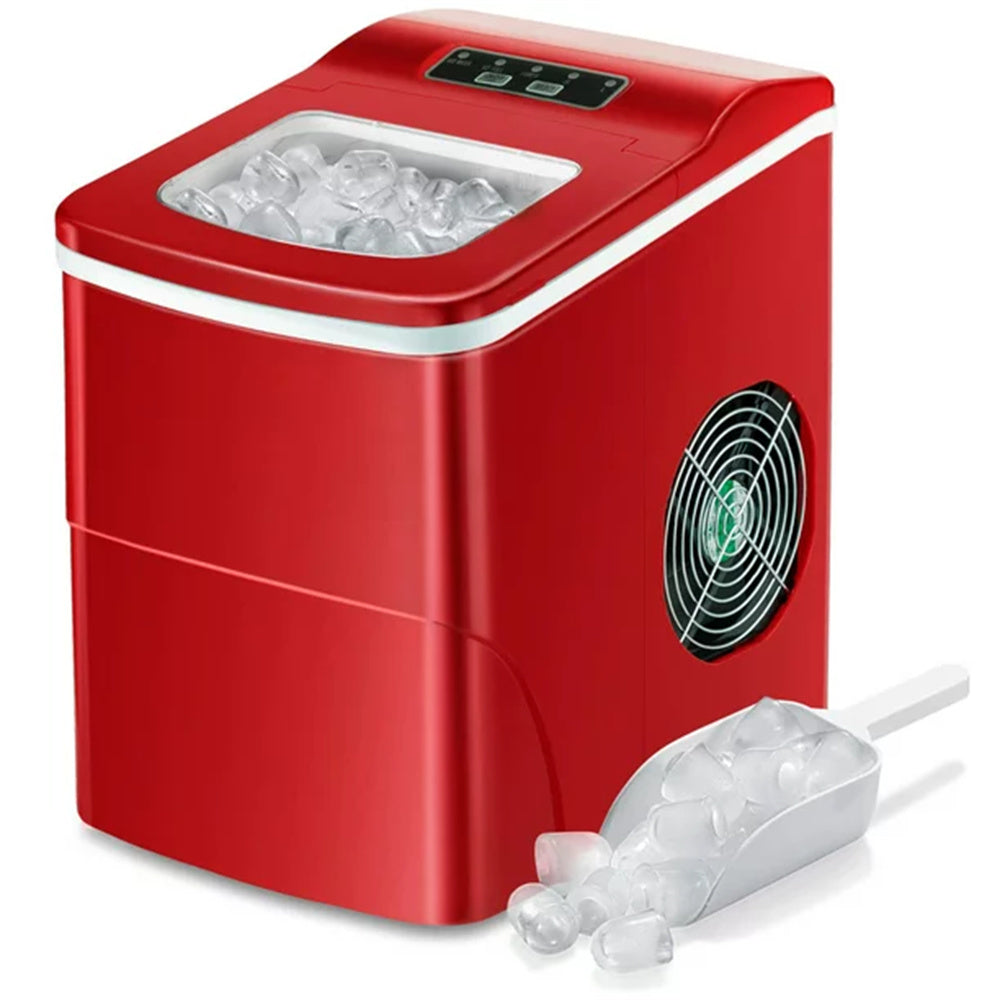 Countertop Ice Maker Machine;  Portable Ice Makers Countertop;  Make 26 lbs Ice in 24 Hrs;  Ice Cube Rready in 6-8 Mins with Ice Scoop&Basket;  Gray;  Red