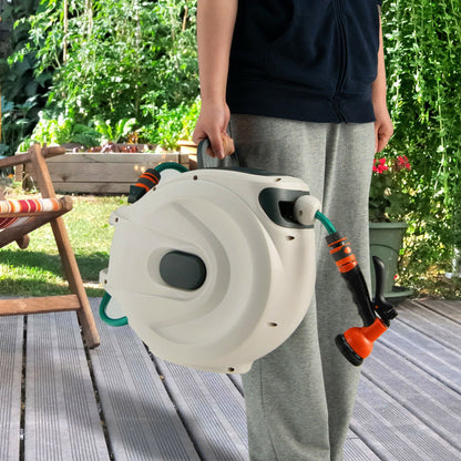 Home & Garden Retractable Hose Reel Wall Mounted With Hose Nozzle