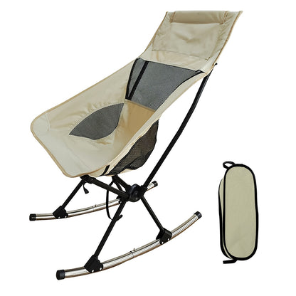 Portable Camping Rocking Chair 198LBS Weight Capacity Included Carry Bag High Back Rocker Chair For Patio Fishing Beach Lawn Travel