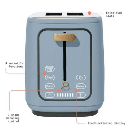 2 Slice Toaster with Touch-Activated Display, Cornflower