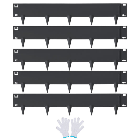 VEVOR Steel Landscape Edging, 5-pack Steel Garden Edging Borders, 39" L x 3" H Strips, Hammer-in Edging Border, Bendable Metal Landscape Edging for Yard, Garden, Lawn, 3.15" Spike Height, Black