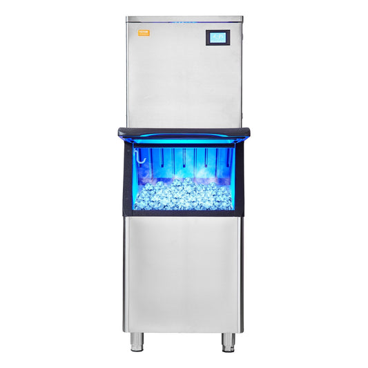 VEVOR Commercial Ice Maker, 450LBS/24H Ice Making Machine with 330.7LBS Large Storage Bin, 1000W Auto Self-Cleaning Ice Maker Machine with 3.5-inch LED Panel for Bar Cafe Restaurant Business