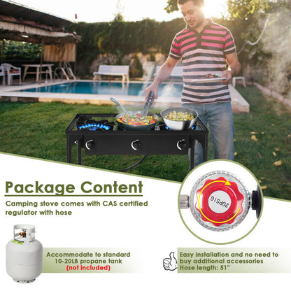 225; 000-BTU Portable Propane 3 Burner Gas Cooker