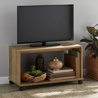 TV Cart for Flatscreen TVs up to 32", Rustic Weathered Oak Finish