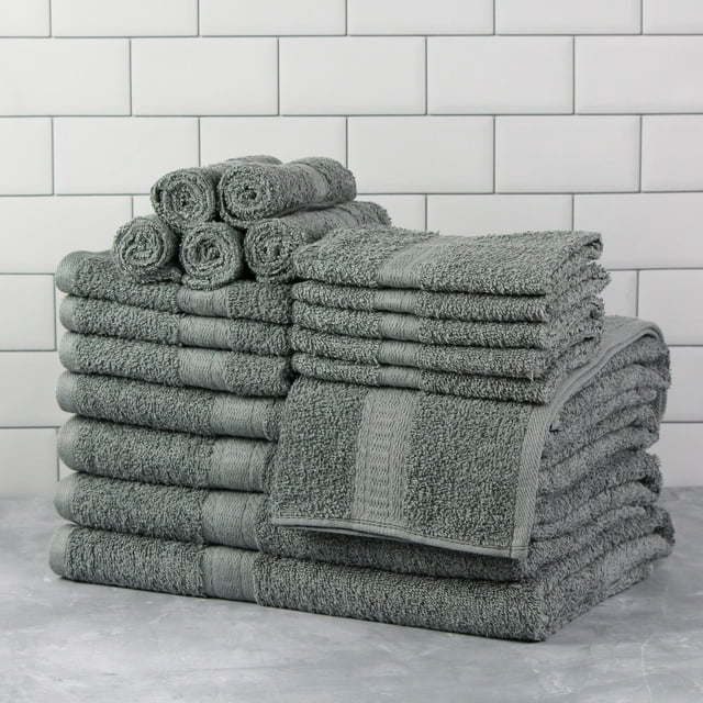 Basic Solid 18-Piece Bath Towel Set Collection