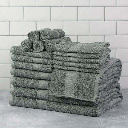 Basic Solid 18-Piece Bath Towel Set Collection