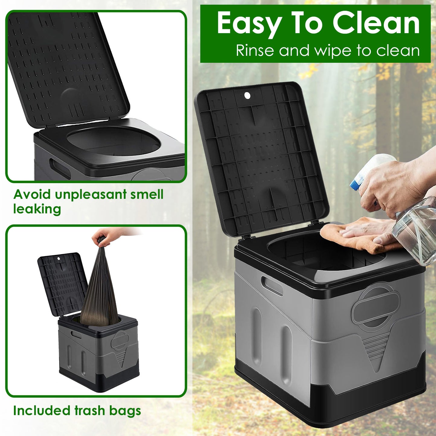 Portable Toilet for Car Camping Boating Hiking Outdoor Travel Potty with Carry Bag Foldable Emergency Toilet with Lid Trash Bags