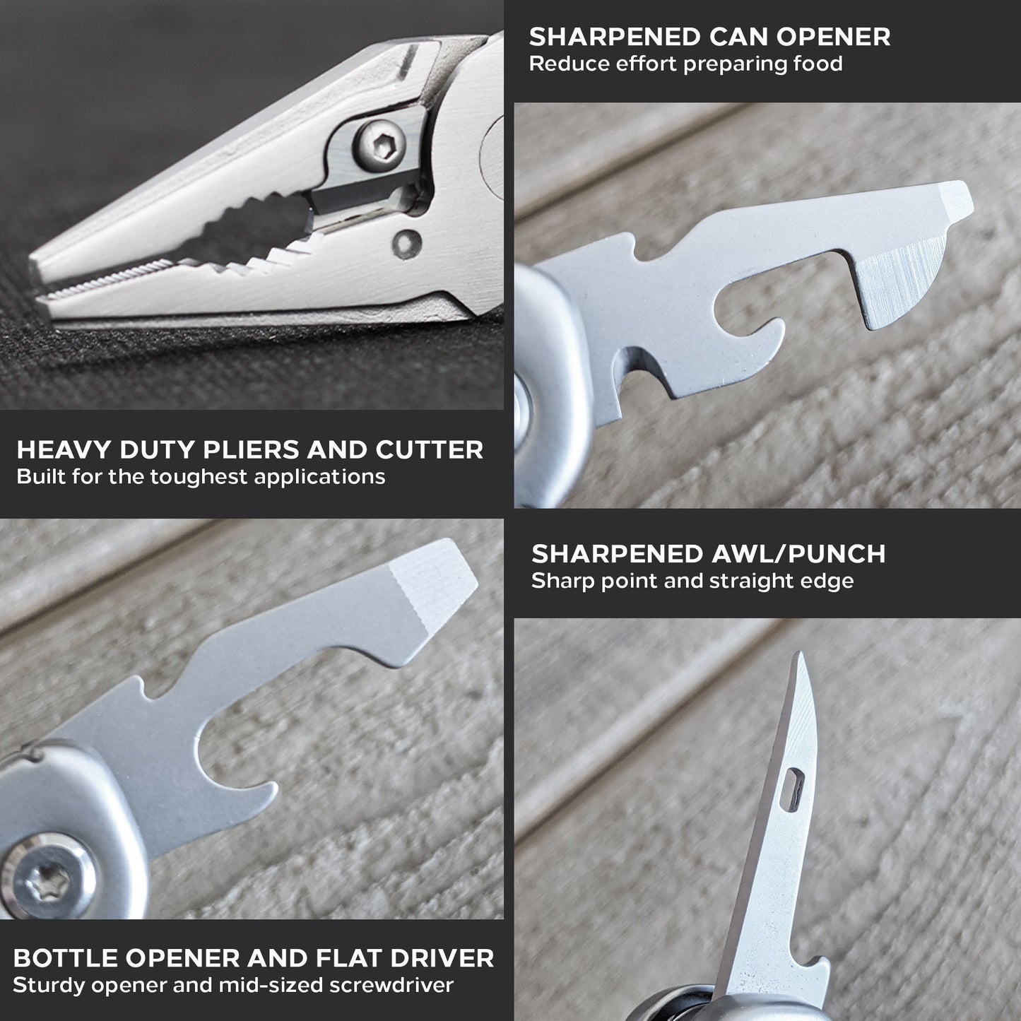 Heavy Duty Multitool | Military Grade Stainless Steel Frame;  Deep Profile Blade;  First Aid Scissors;  Sturdy Pliers;  Cord Cutter;  18 Locking Tools | Survival Multitool;  Camping;  EDC;  Work