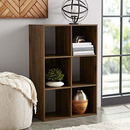 6-Cube Storage Organizer 3-Tier Bookcase Display Shelf for Home Office