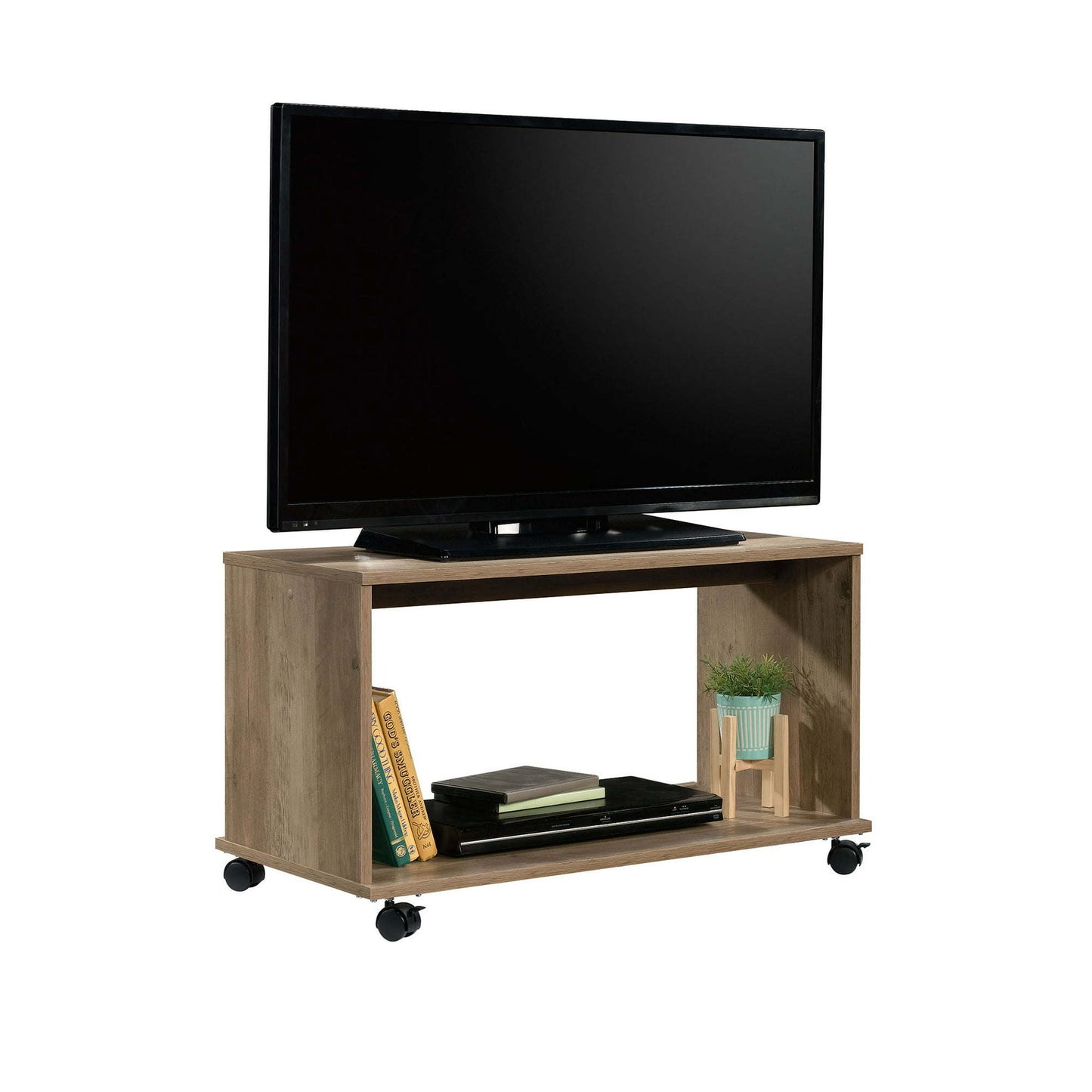 TV Cart for Flatscreen TVs up to 32", Rustic Weathered Oak Finish