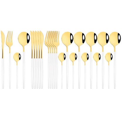 Commercial & Household 24Pcs Dinnerware Set Stainless Steel Flatware Tableware