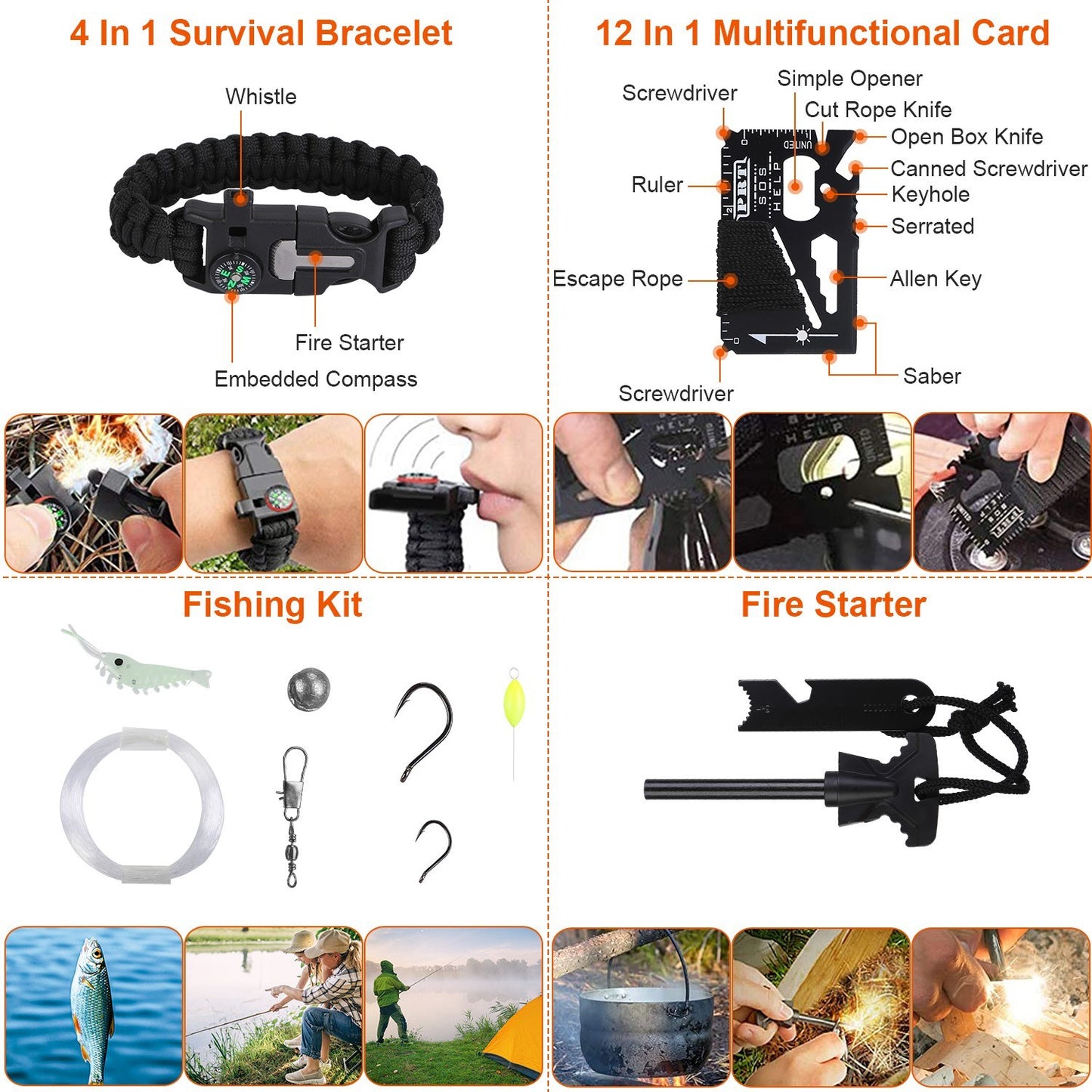 125Pcs Survival Kits Professional Emergency Survival Gear Tactical First Aid Kit Supplies for Outdoor Adventure Camping Hiking Hunting