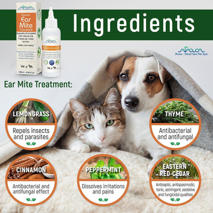 Natural Ear Mite Treatment for Dogs Cats Pet Ear Mites Infection Cleaner Treat Inaccessible Areas Prevent Infections NOT for Cats Under 13 LBS and Puppies Under 9 Months