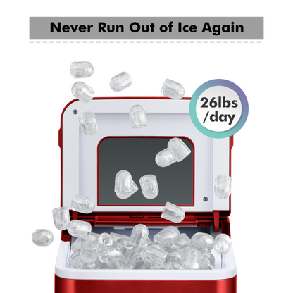 26lbs/24h Portable Countertop Ice Maker Machine with Scoop