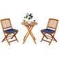 3 Pieces Patio Folding Wooden Bistro Set Cushioned Chair