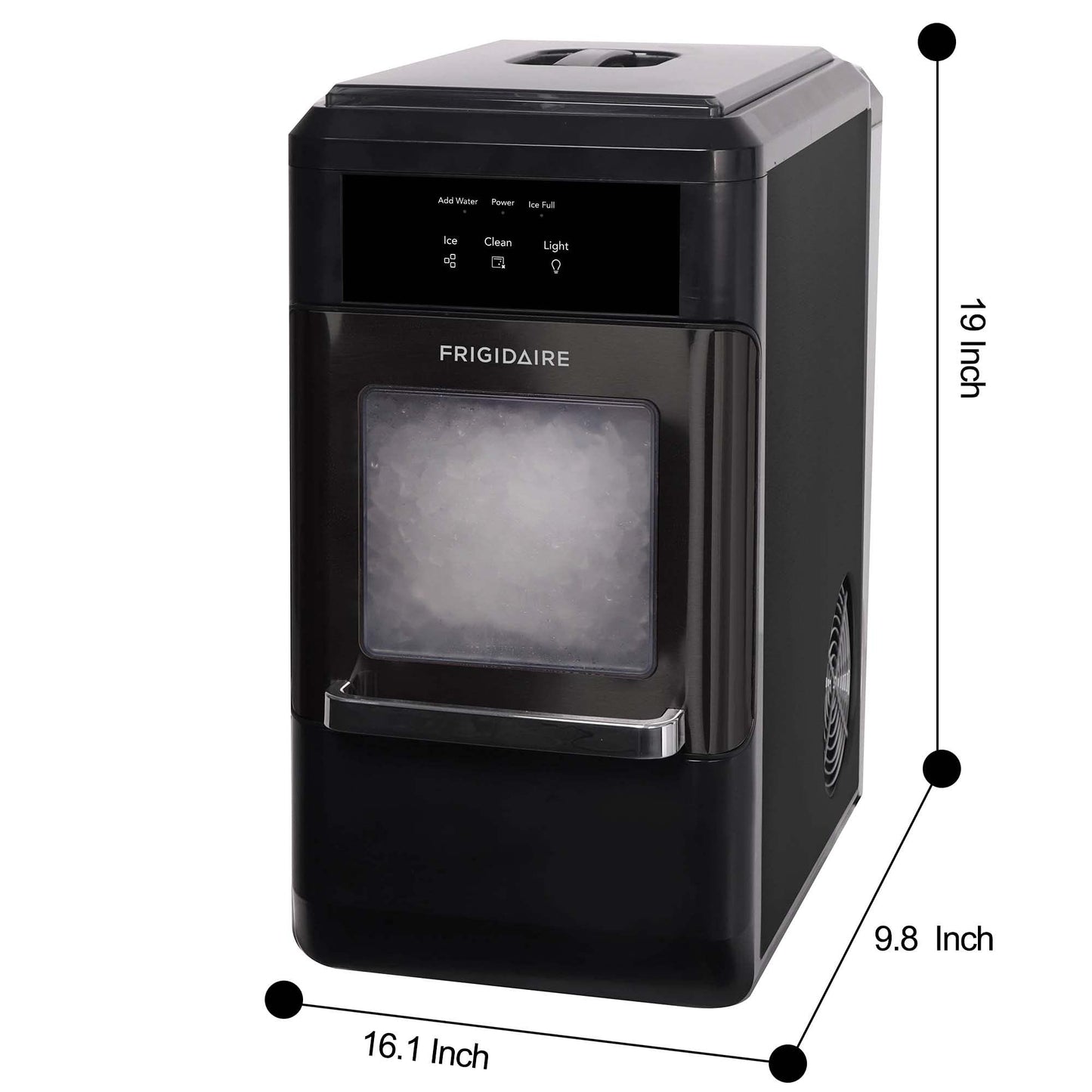 EFIC237 Countertop Crunchy Chewable Nugget Ice Maker, 44lbs per day, Auto Self Cleaning, Black Stainless