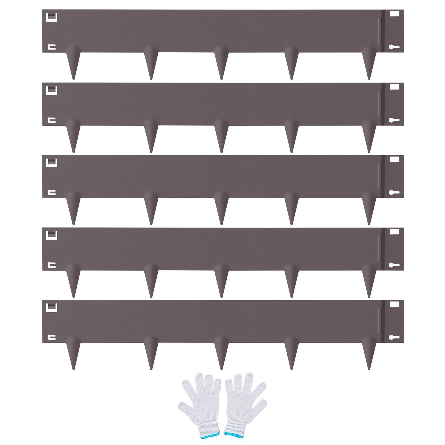 VEVOR Steel Landscape Edging, 5-pack Steel Garden Edging Borders, 39" L x 4" H Strips, Hammer-in Edging Border, Bendable Metal Landscape Edging for Yard, Garden, 3.15" Spike Height, Rustic Brown