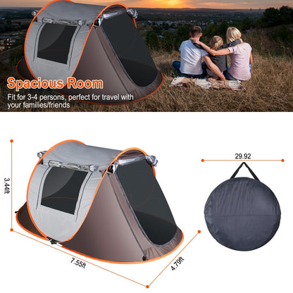 Pop Up Tent Automatic Setup Camping Tent Waterproof Instant Setup Tent with 4 Mosquito Net Windows Carrying Bag for Hiking Climbing Adventure Fishing