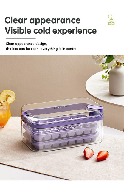 One-button Press Type Ice Mold Box Plastics Ice Cube Maker Ice Tray Mold With Storage Box With Lid Bar Kitchen Accessories