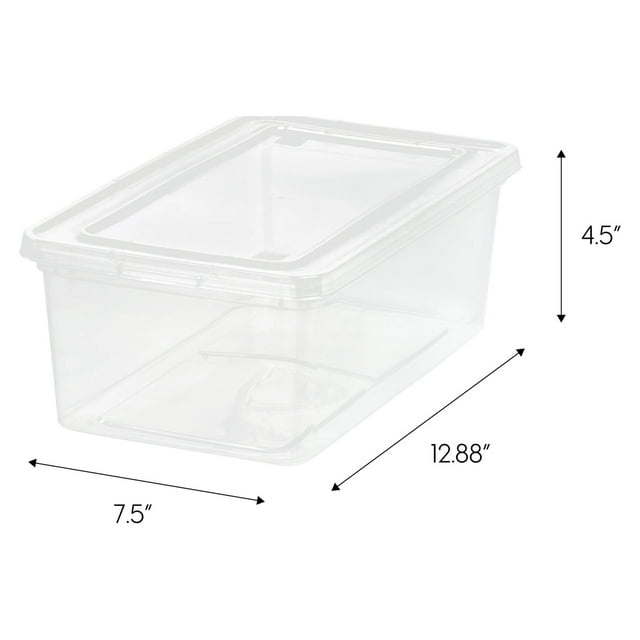 5 Qt. (1.25 gal.) Small Stackable Plastic Closet Storage Box, Clear, Set of 20