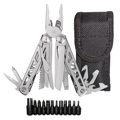 Heavy Duty Multitool | Military Grade Stainless Steel Frame;  Deep Profile Blade;  First Aid Scissors;  Sturdy Pliers;  Cord Cutter;  18 Locking Tools | Survival Multitool;  Camping;  EDC;  Work