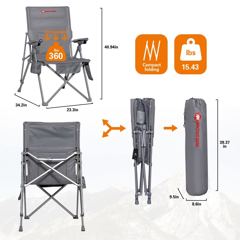 ANTARCTICA GEAR Heated Camping Chair with 12V 16000mAh Battery Pack, Heated Portable Chair, Perfect for Camping, Outdoor Sports, Picnics, and Beach Party, with 5 Pockets