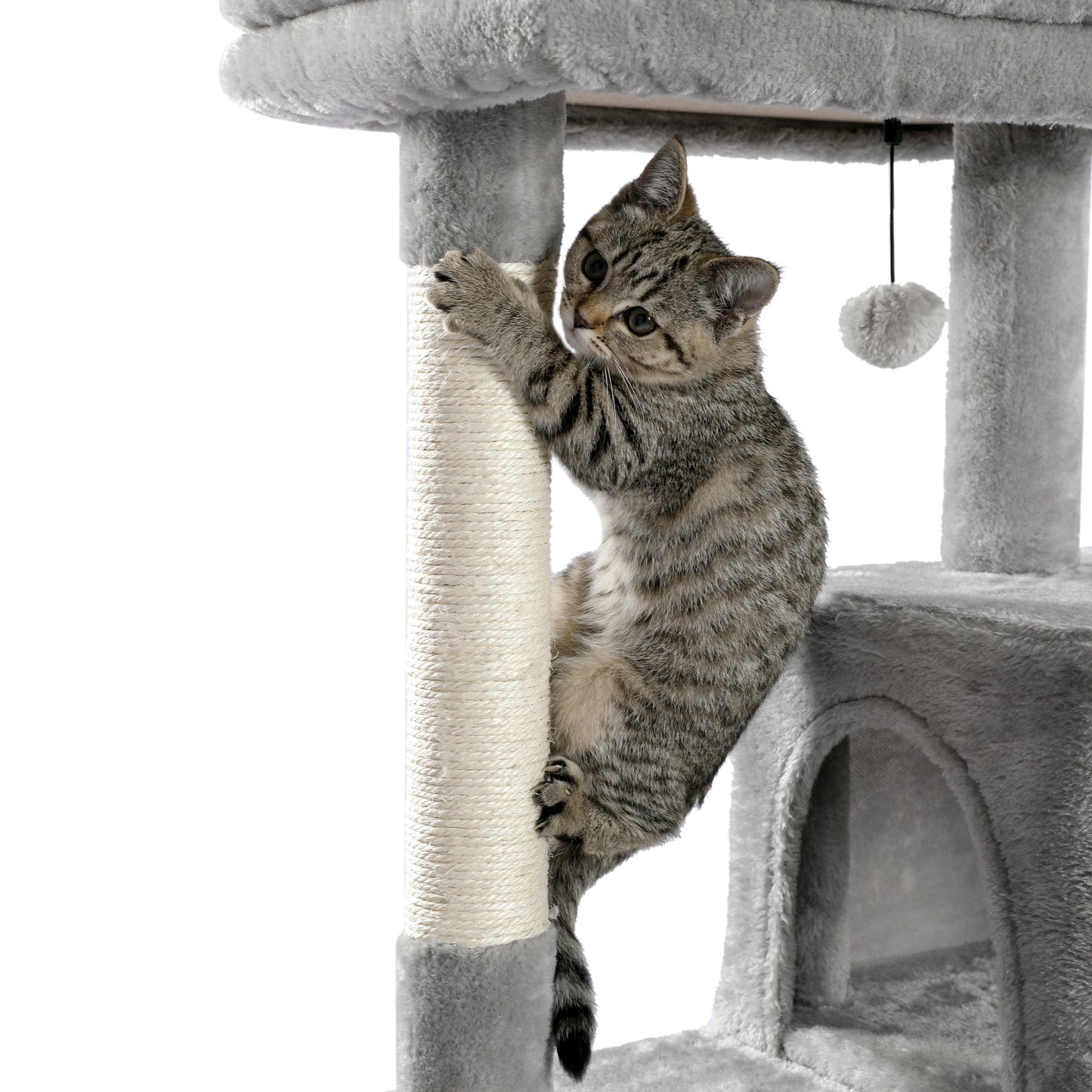 Luxury Cat Tree Cat Tower with Sisal Scratching Post, Cozy Condo, Top Perch, Hammock and Dangling Ball Beige (Minimum Retail Price for US: USD 99.99)