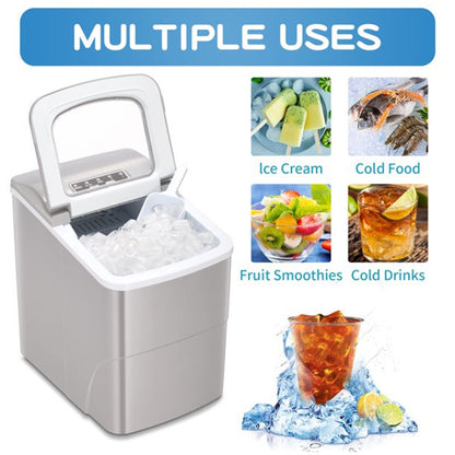 Countertop Ice Maker Machine;  Portable Ice Makers Countertop;  Make 26 lbs Ice in 24 Hrs;  Ice Cube Rready in 6-8 Mins with Ice Scoop&Basket;  Gray;  Red