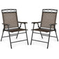 Set of 2 Patio Folding Chairs Sling Portable Dining Chair Set with Armrest