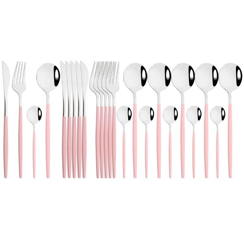 Commercial & Household 24Pcs Dinnerware Set Stainless Steel Flatware Tableware