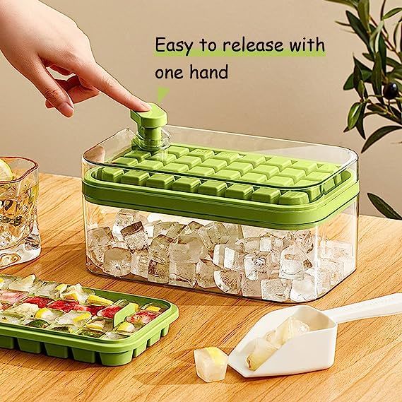 One-button Press Type Ice Mold Box Plastics Ice Cube Maker Ice Tray Mold With Storage Box With Lid Bar Kitchen Accessories