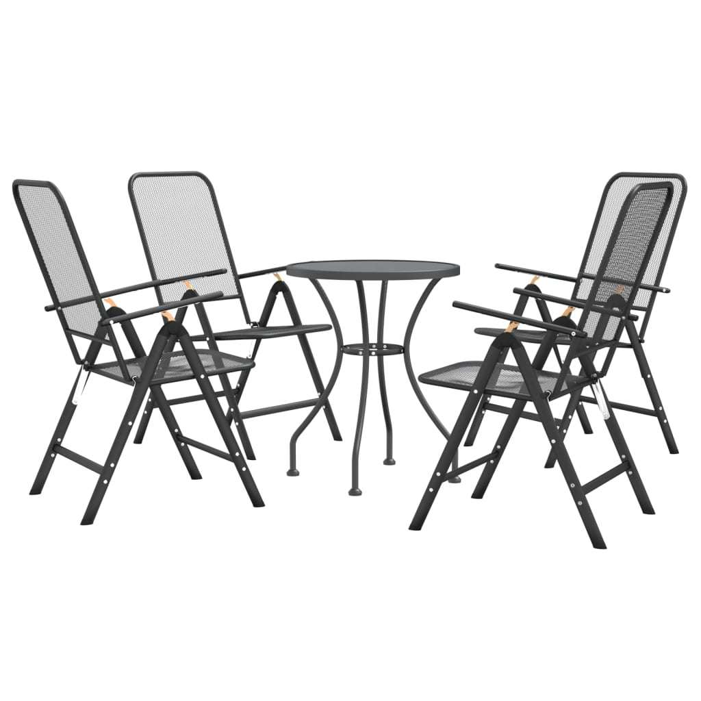 5 Piece Patio Dining Set Expanded Metal Mesh Anthracite