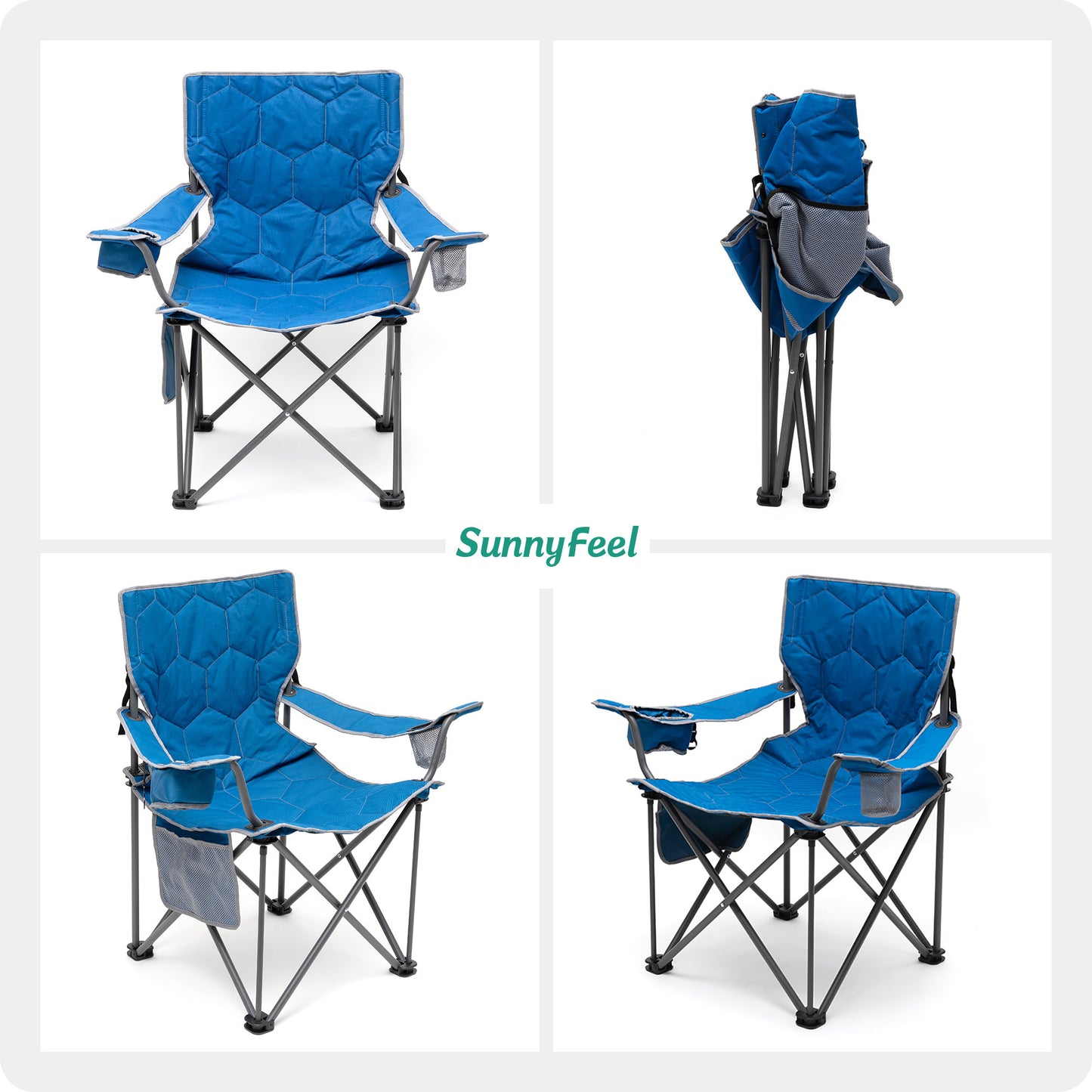 Oversized Folding Camping Chair, Heavy Duty Supports 300 LBS, Portable Chairs For Outdoor Lawn Beach Camp Picnic