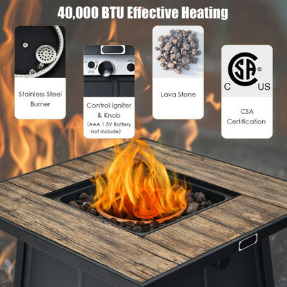 40,000 BTU 28 Inches Propane Gas Fire Pit Table With Cover