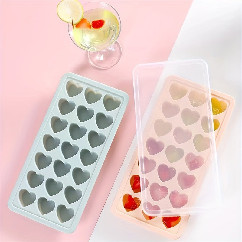 1pc Silicone Heart-shaped Ice Tray Ice Cube Mold Homemade Ice Cube Box Refrigerator Ice Maker