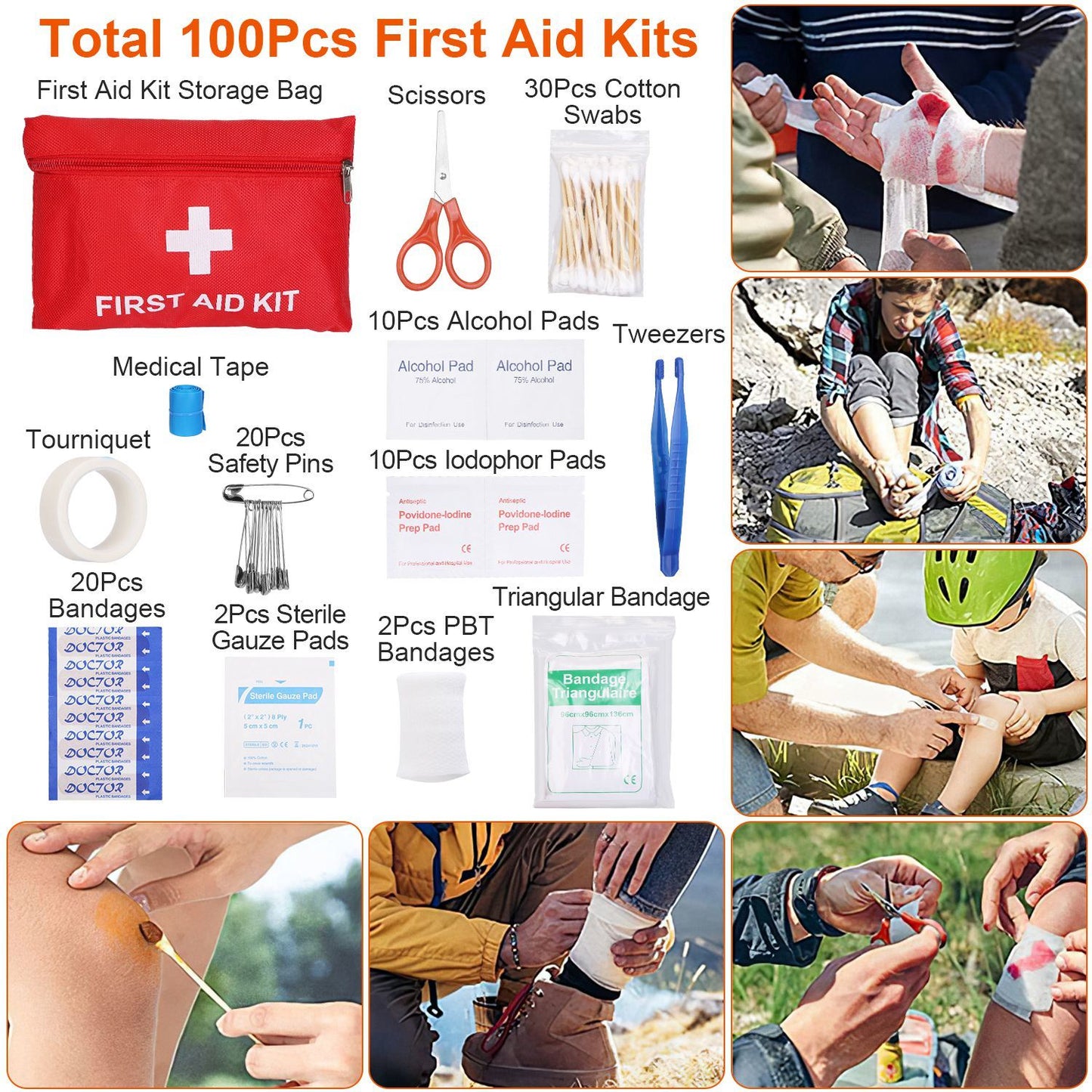 125Pcs Survival Kits Professional Emergency Survival Gear Tactical First Aid Kit Supplies for Outdoor Adventure Camping Hiking Hunting