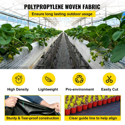 VEVOR 2*3FT300FT Premium Weed Barrier Fabric Heavy Duty 2.4OZ, Woven Weed Control Fabric, High Permeability Good for Flower Bed, Geotextile Fabric for Underlayment, Polyethylene Ground Cover