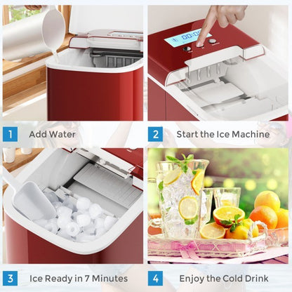 26 lbs Countertop LCD Display Ice Maker with Ice Scoop