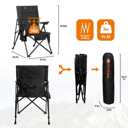 ANTARCTICA GEAR Heated Camping Chair with 12V 16000mAh Battery Pack, Heated Portable Chair, Perfect for Camping, Outdoor Sports, Picnics, and Beach Party, with 5 Pockets