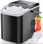 portable ice maker LED display 120W 26 lbs / 24h automatic cleaning, small household, fast refrigeration thick foam layer long effect ice, bullets round ice, automatic closure