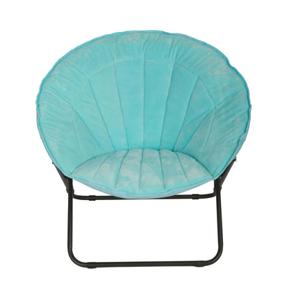 Velvet Seashell Saucer Folding Chair for Kids and Teens, Teal