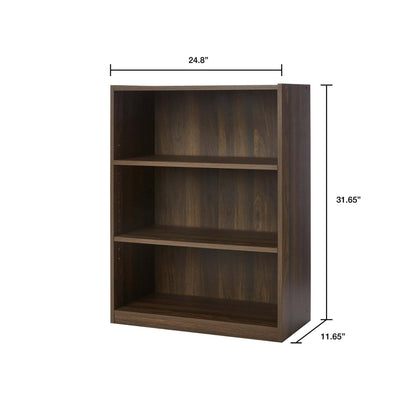 3-Shelf Bookcase with Adjustable Shelves