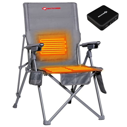 ANTARCTICA GEAR Heated Camping Chair with 12V 16000mAh Battery Pack, Heated Portable Chair, Perfect for Camping, Outdoor Sports, Picnics, and Beach Party, with 5 Pockets