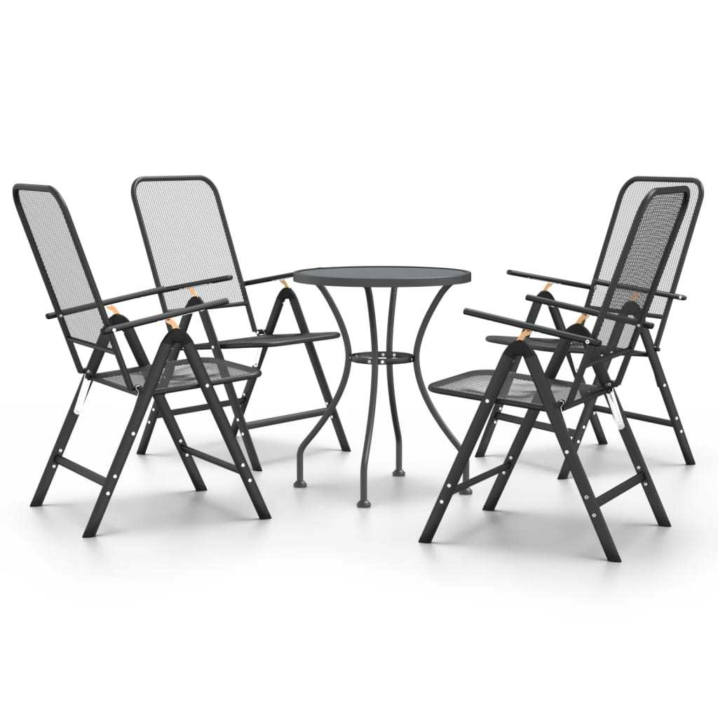 5 Piece Patio Dining Set Expanded Metal Mesh Anthracite