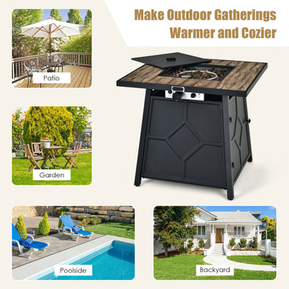 40,000 BTU 28 Inches Propane Gas Fire Pit Table With Cover